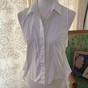 Peter Som White Sleeveless Button-Down Shirt